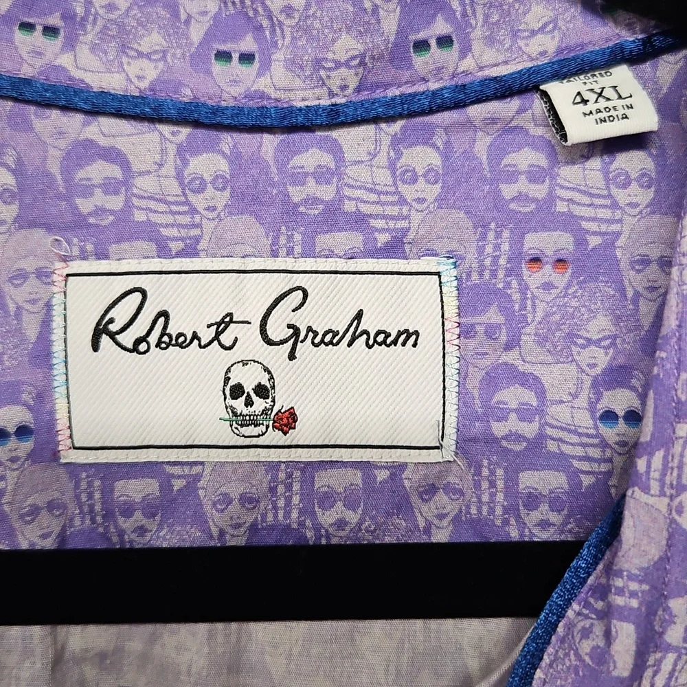 Robert Graham Purple Men's Shirt 4x SUCH AN INTERESTING PRINT! - Picture 2 of 9